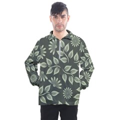 Flowers Pattern Spring Green Men s Half Zip Pullover