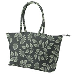 Flowers Pattern Spring Green Canvas Shoulder Bag by Bajindul