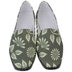 Flowers Pattern Spring Green Women s Classic Loafer Heels by Bajindul