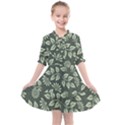 Flowers Pattern Spring Green Kids  All Frills Chiffon Dress View1