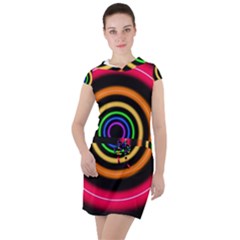 Neon Light Abstract Drawstring Hooded Dress by Bajindul