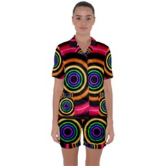 Neon Light Abstract Satin Short Sleeve Pyjamas Set by Bajindul