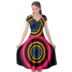 Neon Light Abstract Cap Sleeve Wrap Front Dress by Bajindul