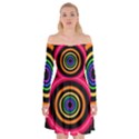 Neon Light Abstract Off Shoulder Skater Dress View1