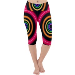 Neon Light Abstract Lightweight Velour Cropped Yoga Leggings by Bajindul