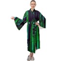 Background Blur Maxi Tie Front Velour Kimono View1