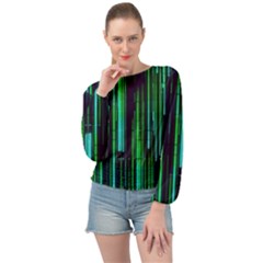 Background Blur Banded Bottom Chiffon Top