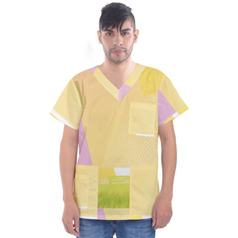 Geometric Botany Brochure Men s V-neck Scrub Top by Bajindul