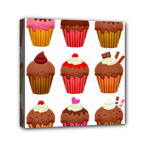 Chocolate Cake Muffin Mini Canvas 6  X 6  (stretched) by Bajindul