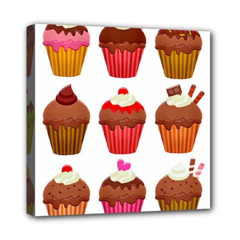 Chocolate Cake Muffin Mini Canvas 8  X 8  (stretched) by Bajindul