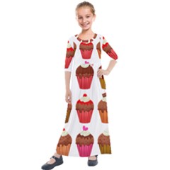 Chocolate Cake Muffin Kids  Quarter Sleeve Maxi Dress by Bajindul