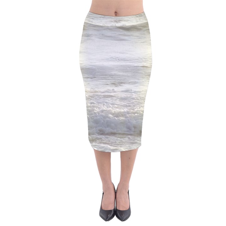 Pacific Ocean Velvet Midi Pencil Skirt