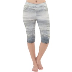 Pacific Ocean Lightweight Velour Cropped Yoga Leggings by brightandfancy