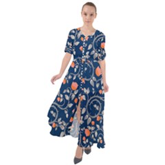 Midnight Florals Waist Tie Boho Maxi Dress