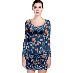 Midnight Florals Long Sleeve Bodycon Dress