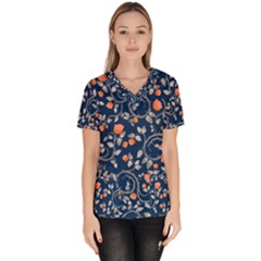 Midnight Florals Women s V-neck Scrub Top by VeataAtticus