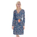 Midnight Florals Long Sleeve Velvet Front Wrap Dress View1