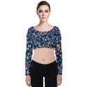 Midnight Florals Velvet Long Sleeve Crop Top View1