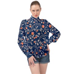 Midnight Florals High Neck Long Sleeve Chiffon Top by VeataAtticus