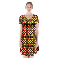 Rby-2-9 Short Sleeve V-neck Flare Dress by ArtworkByPatrick