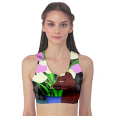 The Cat And The Tulips Sports Bra by bloomingvinedesign