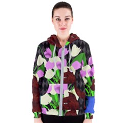 The Cat And The Tulips Women s Zipper Hoodie