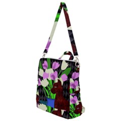 The Cat And The Tulips Crossbody Backpack by bloomingvinedesign