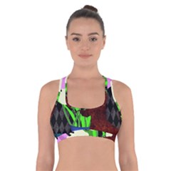 The Cat And The Tulips Cross Back Sports Bra by bloomingvinedesign