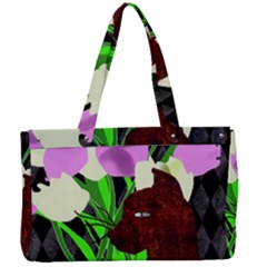 The Cat And The Tulips Canvas Work Bag by bloomingvinedesign