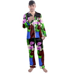 The Cat And The Tulips Men s Satin Pajamas Long Pants Set