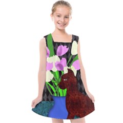 The Cat And The Tulips Kids  Cross Back Dress