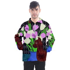 The Cat And The Tulips Men s Half Zip Pullover