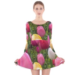 Home Chicago Tulips Long Sleeve Velvet Skater Dress