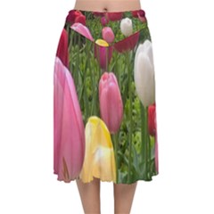 Home Chicago Tulips Velvet Flared Midi Skirt