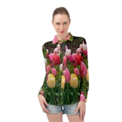 Home Chicago Tulips Long Sleeve Chiffon Shirt