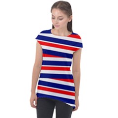 Patriotic Ribbons Cap Sleeve High Low Top