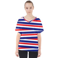 Patriotic Ribbons V-neck Dolman Drape Top by Mariart