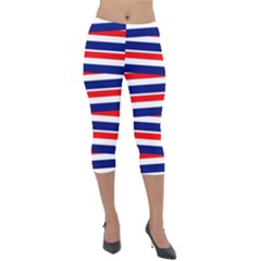 Patriotic Ribbons Lightweight Velour Capri Leggings 