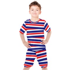 Patriotic Ribbons Kids  Tee And Shorts Set