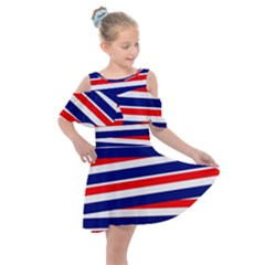 Patriotic Ribbons Kids  Shoulder Cutout Chiffon Dress