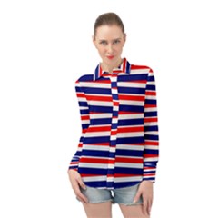 Patriotic Ribbons Long Sleeve Chiffon Shirt