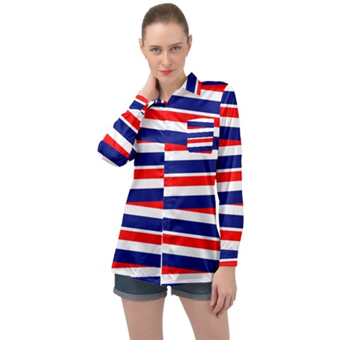 Patriotic Ribbons Long Sleeve Satin Shirt by Mariart