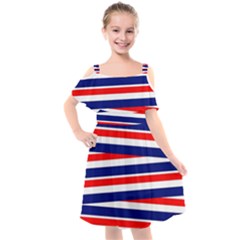 Patriotic Ribbons Kids  Cut Out Shoulders Chiffon Dress