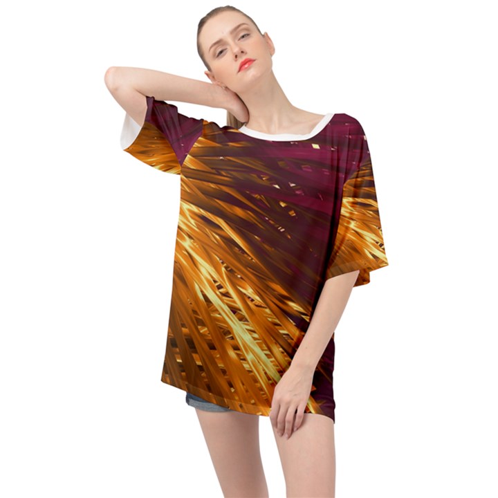 Lines Curlicue Fantasy Colorful Oversized Chiffon Top