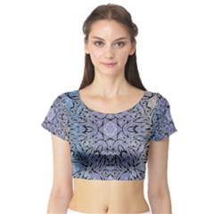 Mosaic Pattern Short Sleeve Crop Top by Bajindul