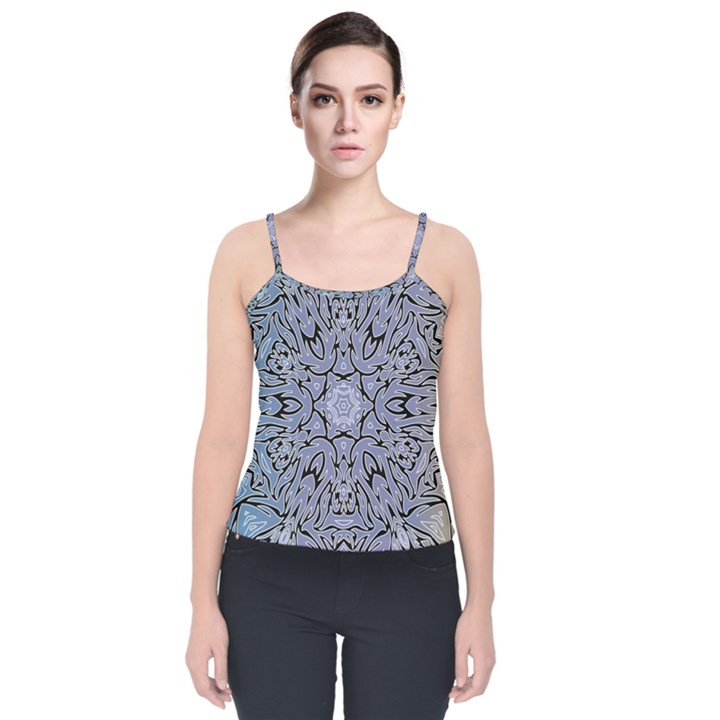 Mosaic Pattern Velvet Spaghetti Strap Top