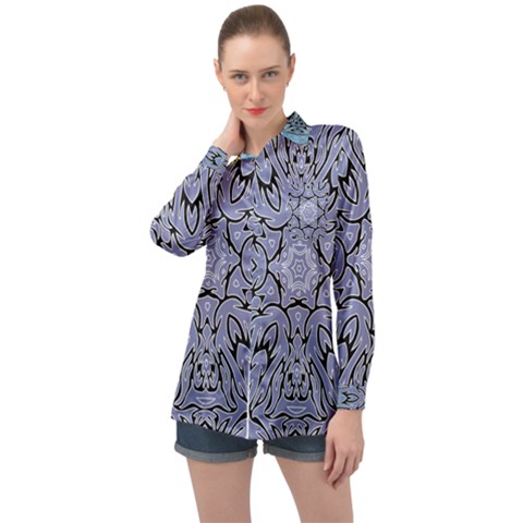 Mosaic Pattern Long Sleeve Satin Shirt by Bajindul