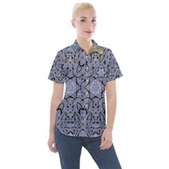 Mosaic Pattern Women s Short Sleeve Pocket Shirt