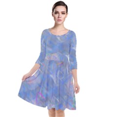 Abstract Triangles Geometric Quarter Sleeve Waist Band Dress