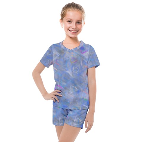 Abstract Triangles Geometric Kids  Mesh Tee And Shorts Set by Bajindul